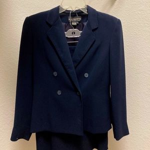 Ladies Navy Blue Double Breasted Skirt Suit